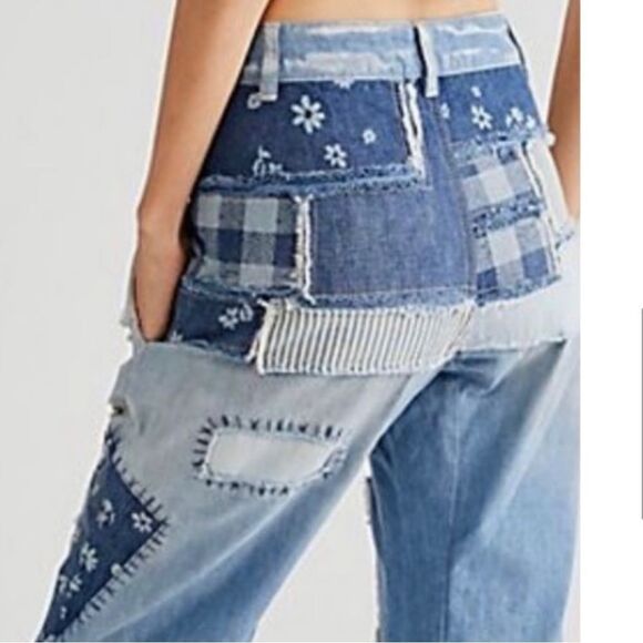 NWT Free People We The free Azale Daisy Patchwork jeans size 30 - Picture 7 of 10